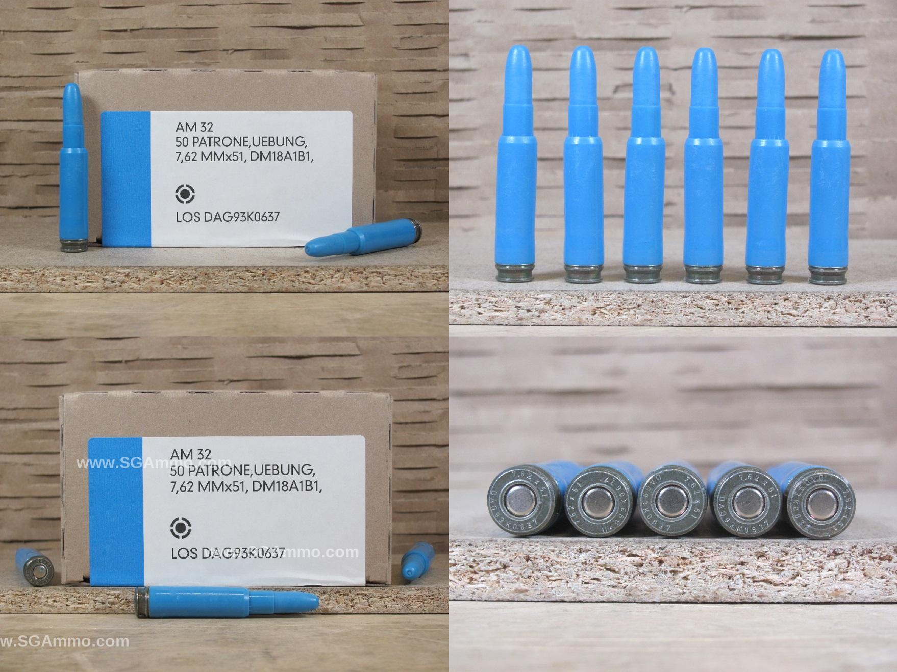 7.62x51 German SRTA Low Recoil Short Range Training Ammo - 10 Grain PLASTIC BULLET