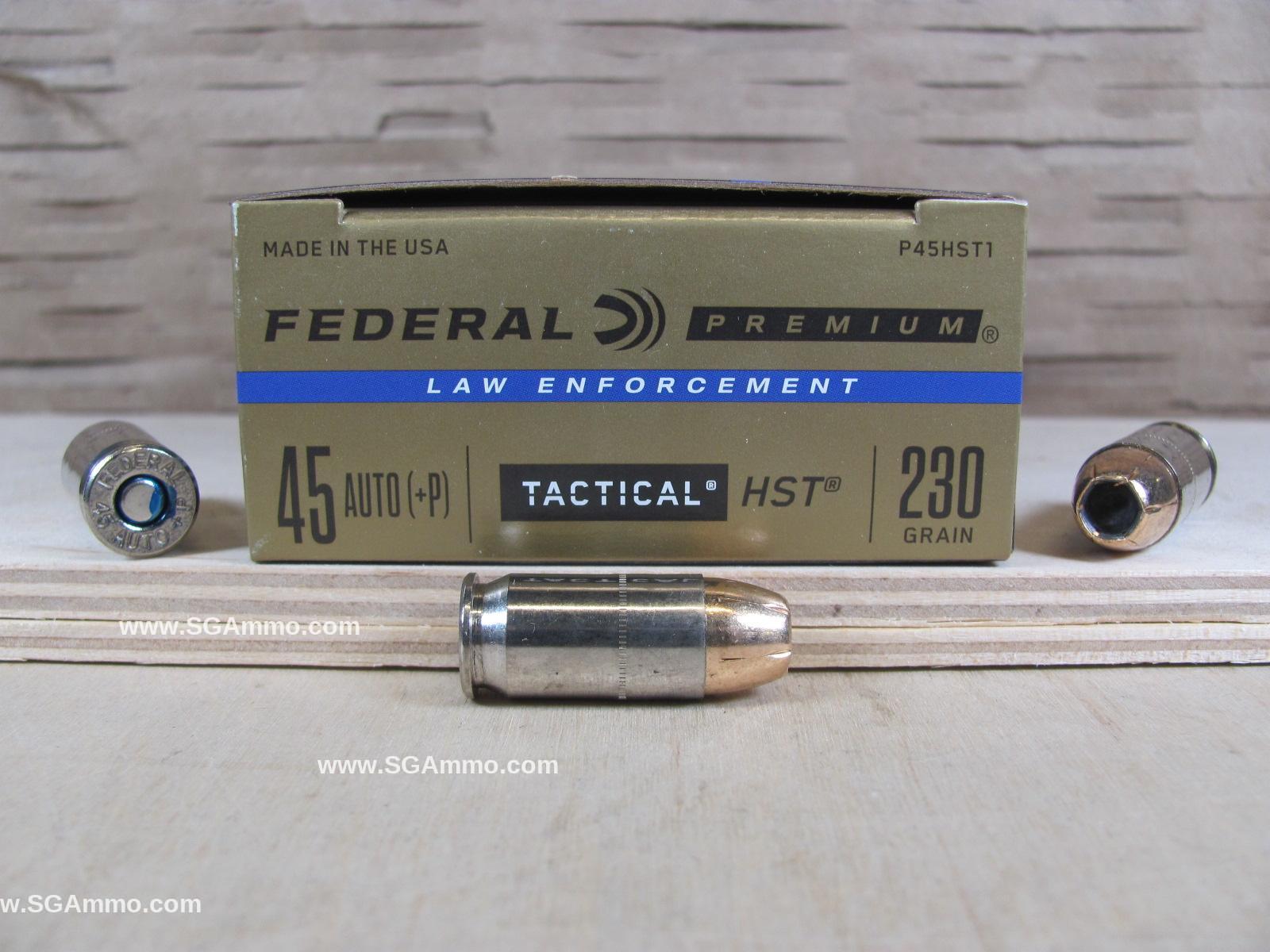 45 Auto +P Federal HST 230 Grain HP Hollow Point LE Ammo - P45HST1