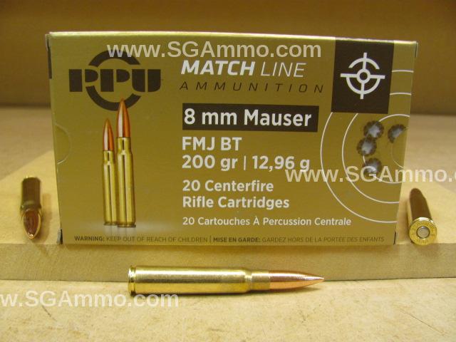 8mm Mauser Prvi Partizan 200 Grain FMJ Match Ammo - PPM8
