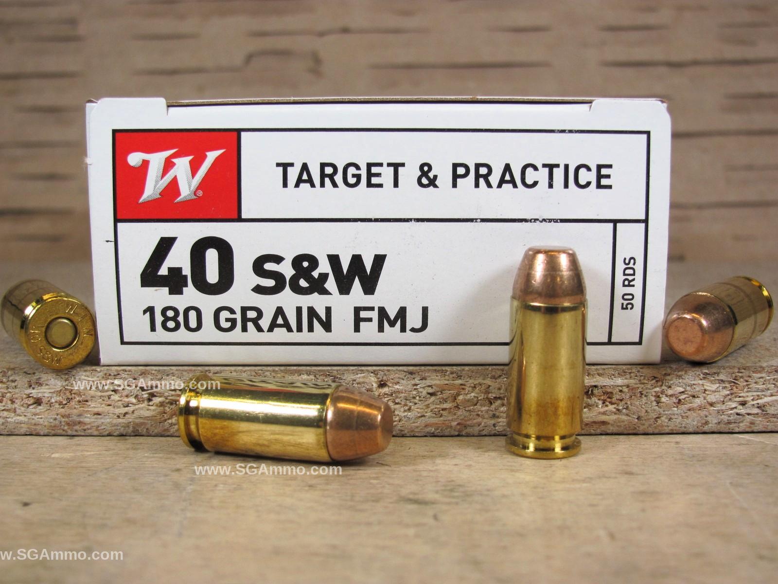 40 SW 180 Grain FMJ Winchester Ammo - Q4238