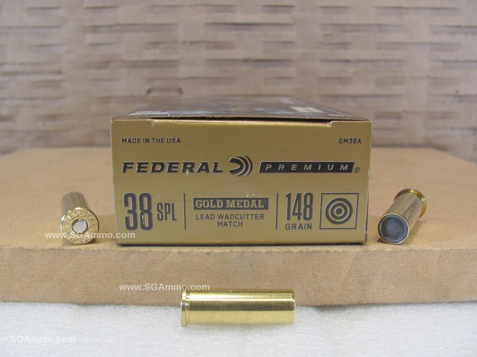 38 Special Federal Gold Medal Match Wad-cutter 148 Grain Ammo - GM38A