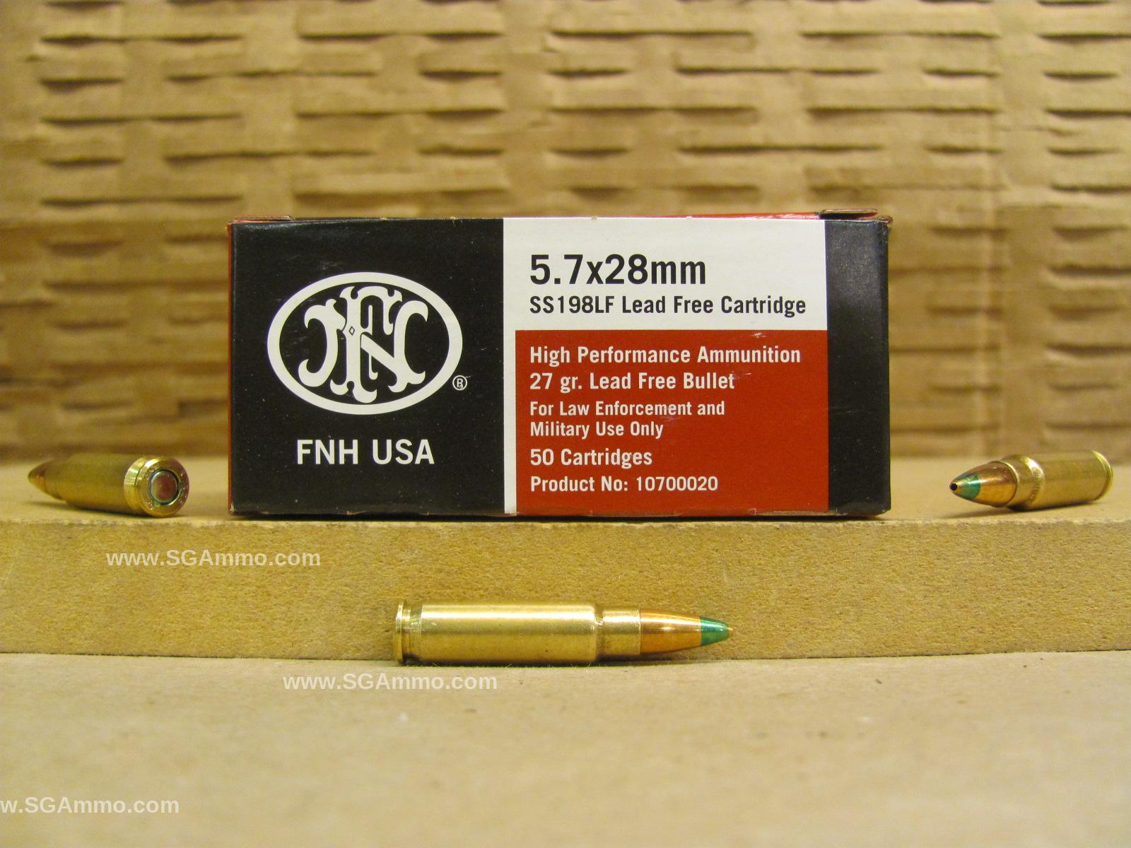 5.7x28 27 Grain SS198LF Green Tip Lead Free Cartridge High Performance Ammo - 10700020