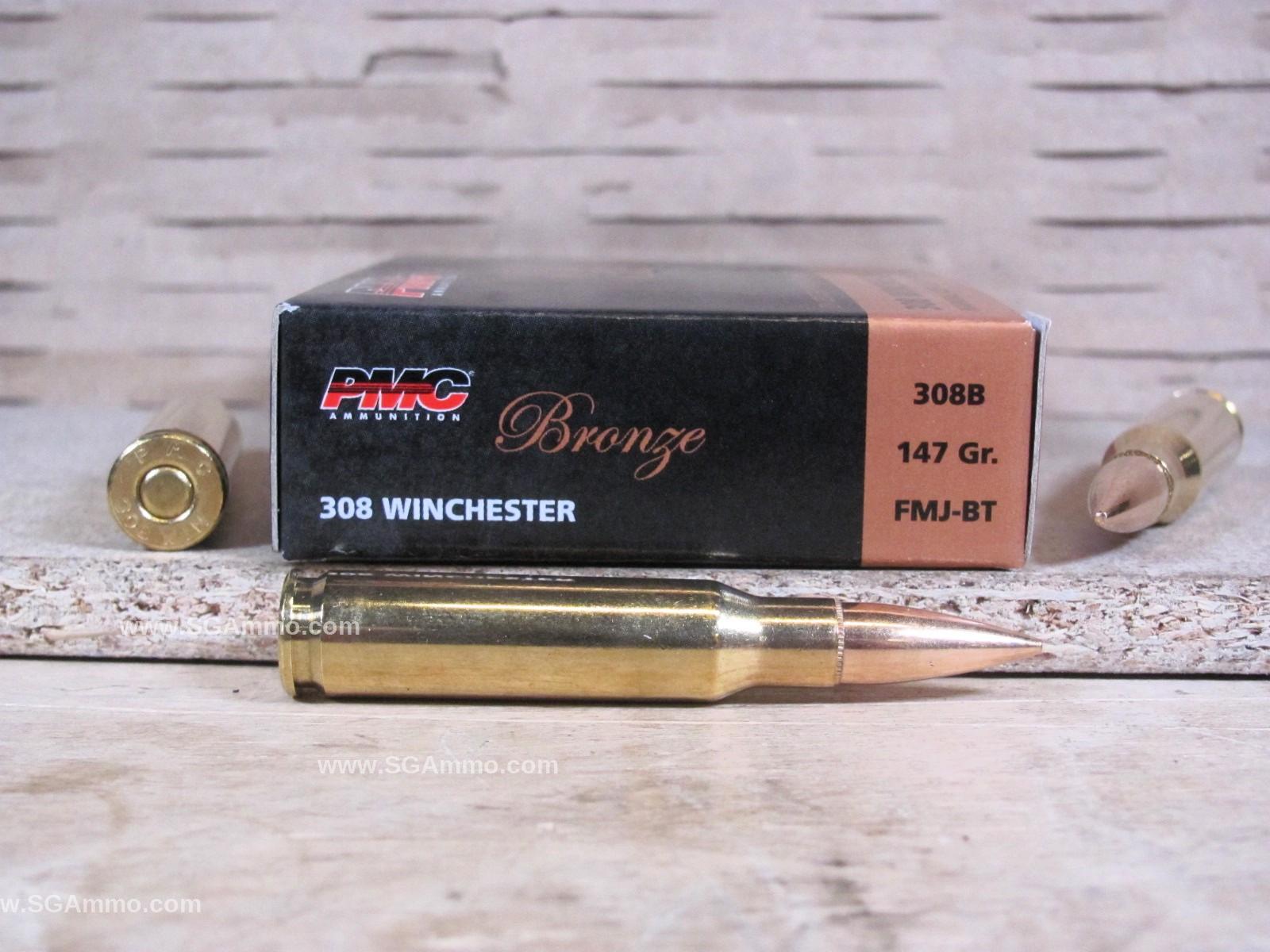 308 Win 147 Grain FMJ PMC Bronze Ammo 308B