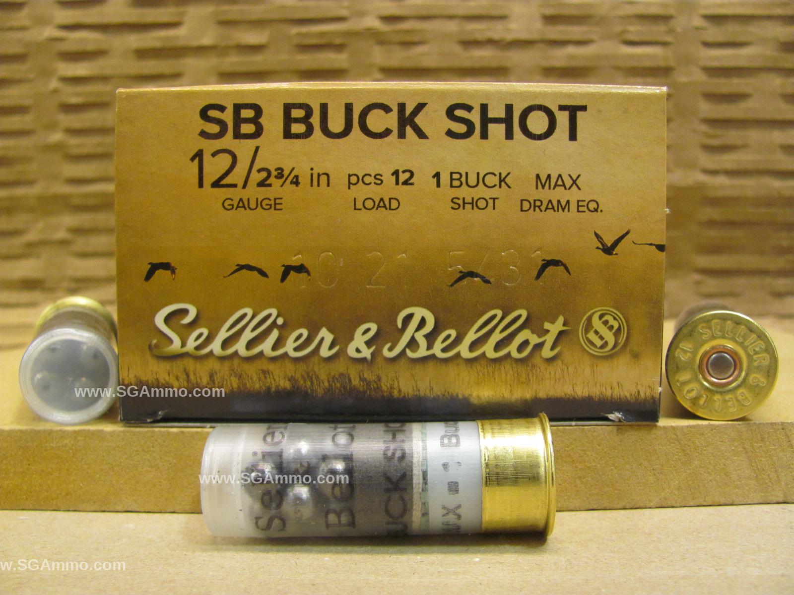 12 Gauge Sellier Bellot 12 Pellet Number 1 Buckshot Ammo - SB12BSF
