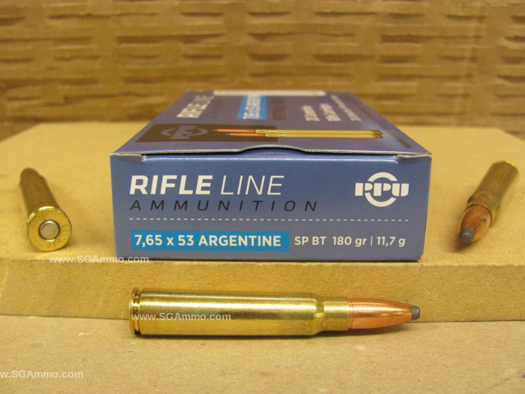 20 Round Box – 7.65×53 Argentine Mauser 180 Grain Soft Point Ammo