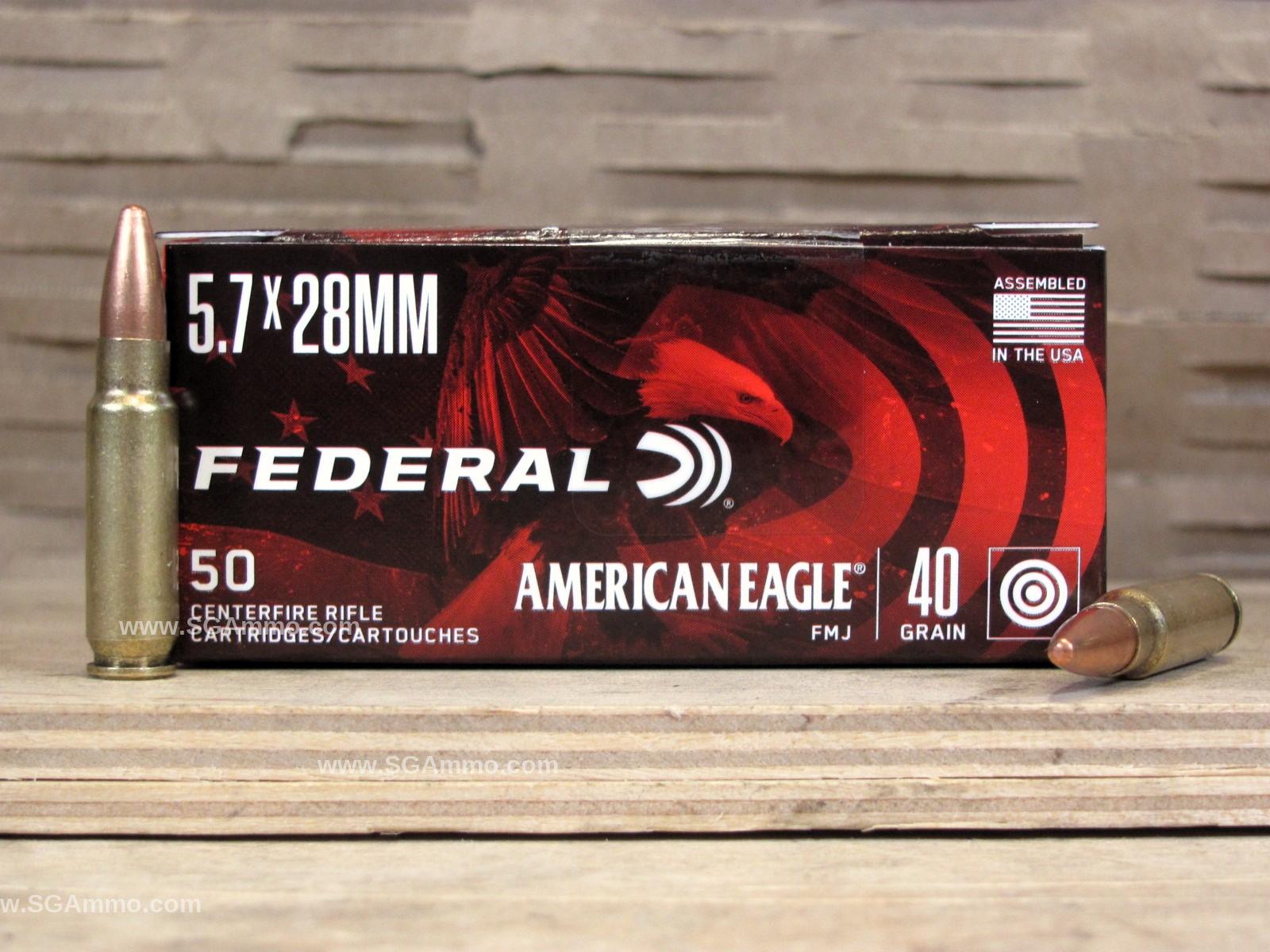 5.7x28 40 Grain TMJ or FMJ Federal Ammo - AE5728A