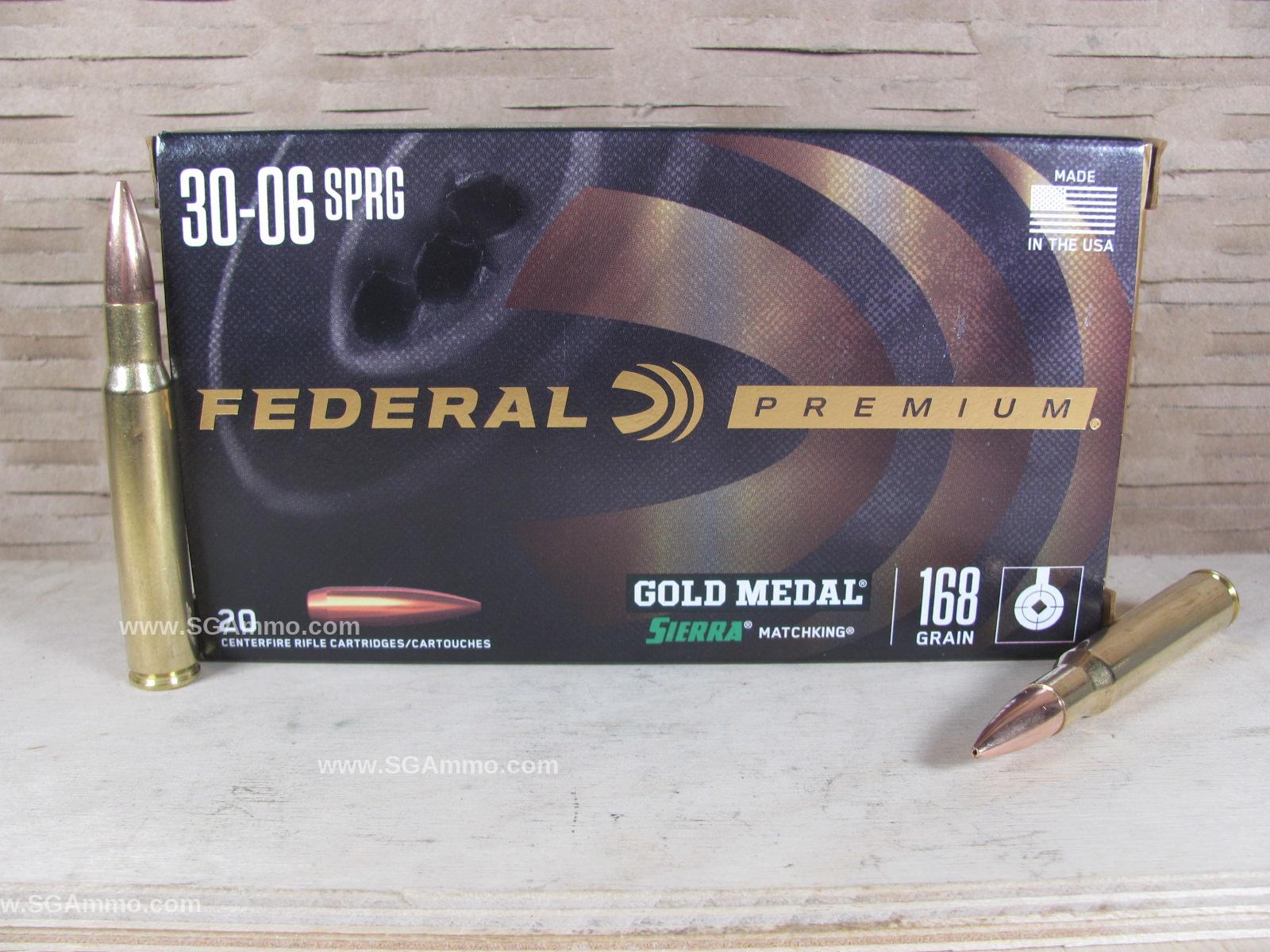 30-06 Springfield Federal Gold Medal Match 168 Grain BTHP Ammo - GM3006M