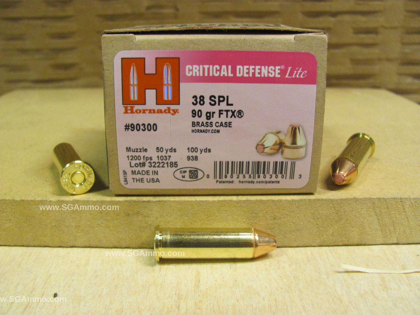 38 Special Hornady 90 Grain Critical Defense Lite Ammo – 90300