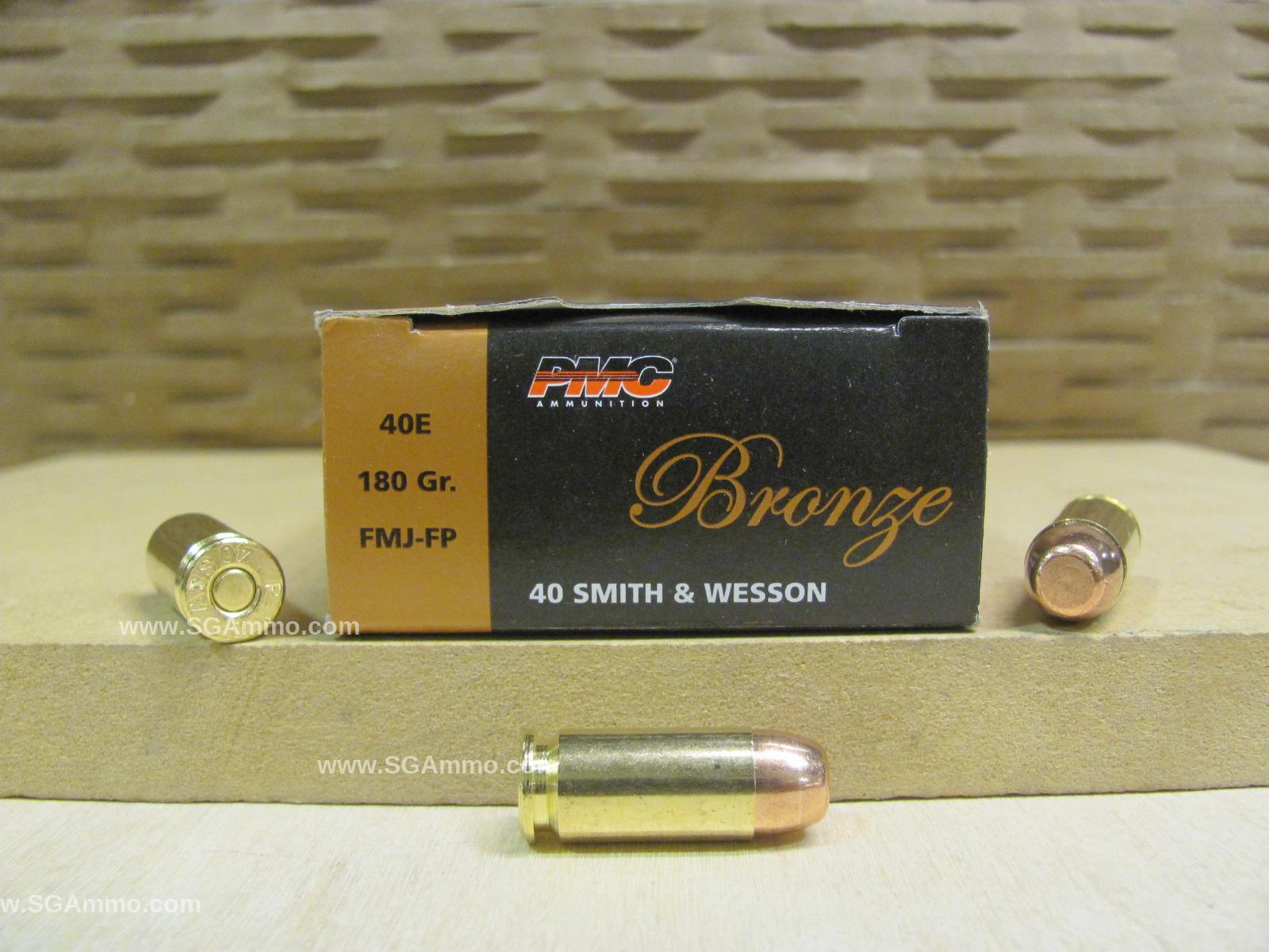 40 Cal PMC Bronze 180 Grain FMJ Target Ammo 40E