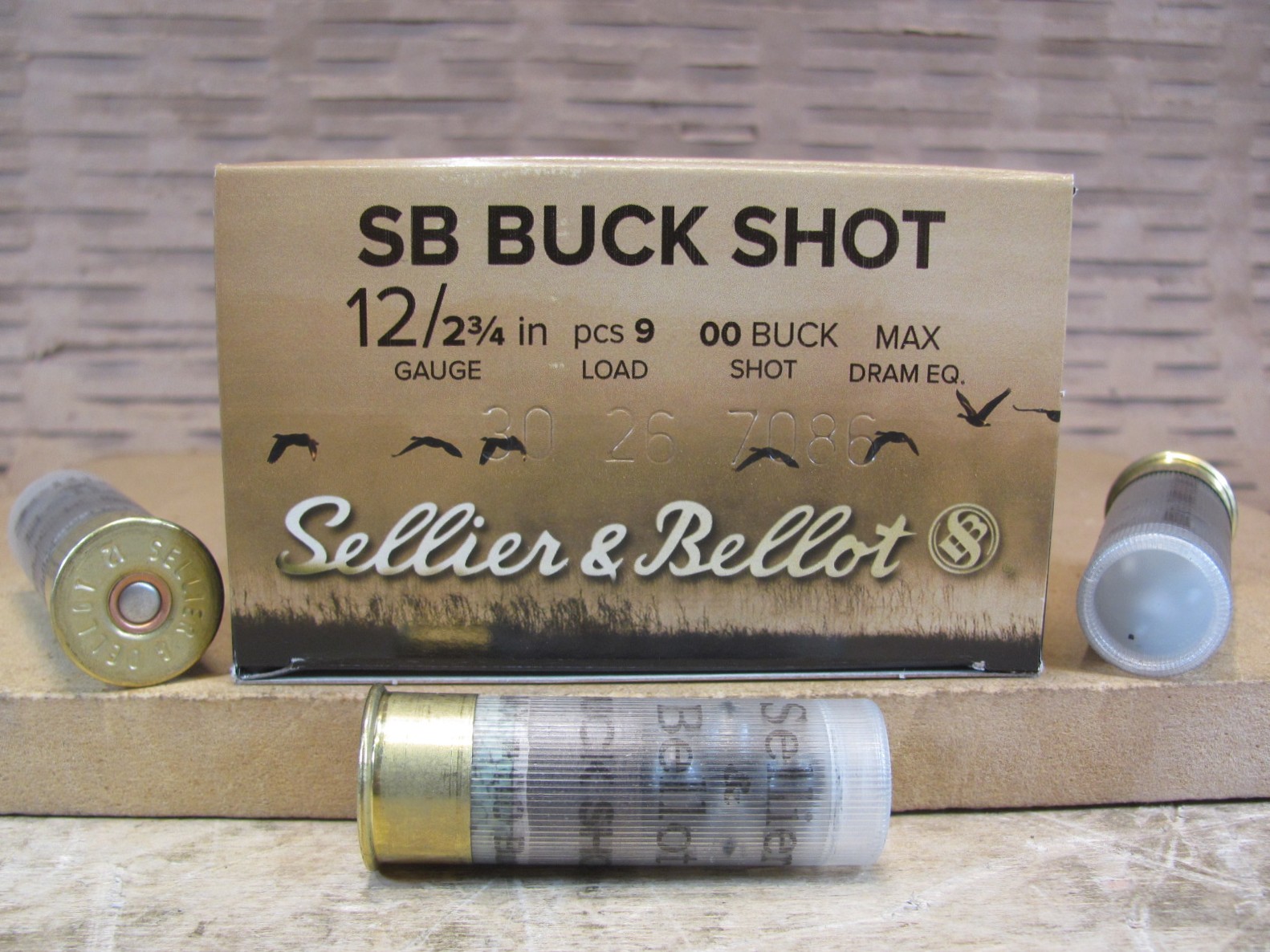 25 Round Box - Sellier Bellot 12 Gauge 2.75 Inch 9 Pellet OO Buck Shot Ammo - SB12BSG