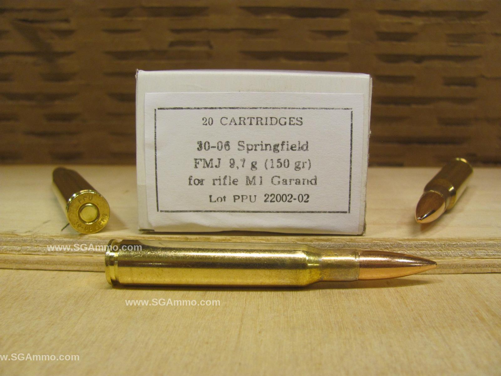 30-06 Springfield FMJ 150 Grain Prvi Partizan M1 Garand Ammo - PP3006GMC