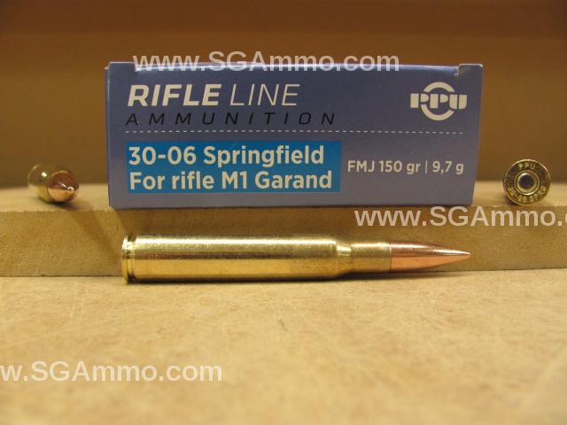 30-06 Springfield 150 Grain FMJ Ammo Optimized for M1 Garand Rifle by Prvi Partizan - PP3006G
