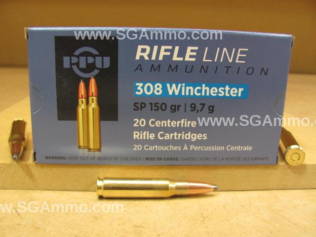 308 Win 150 Grain Soft Point Hunting Ammo by Prvi Partizan - PP3081