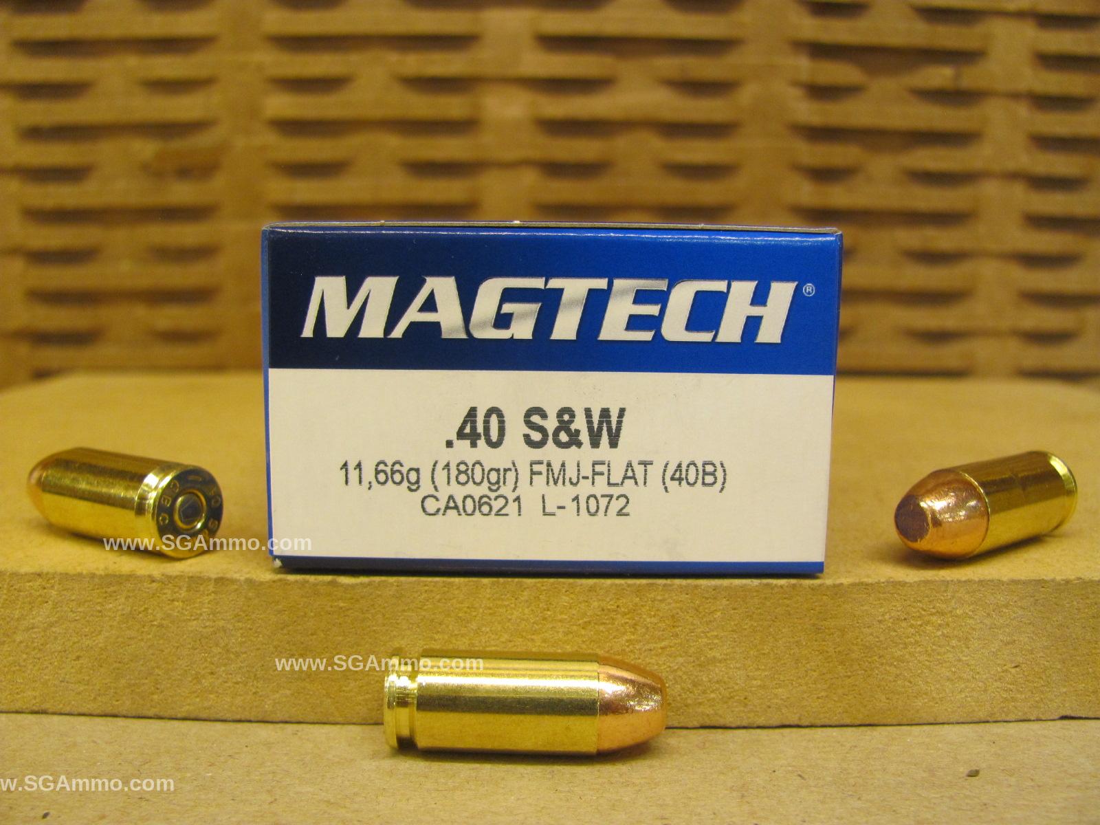 40 Cal SW 180 Grain FMC-Flat Point Ammo by Magtech - 40B