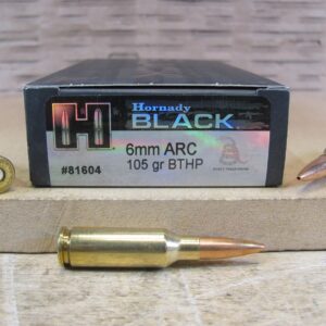 20 Round Box - 6MM ARC 105 Grain Hollow Point BT Hornady Black Ammo - 81604