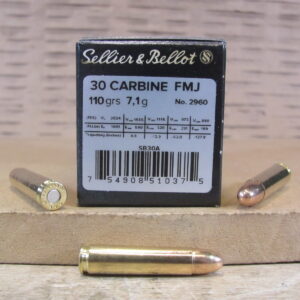 50 Round Box - 30 Cal Carbine Sellier Bellot 110 Grain FMJ Ammo - SB30A