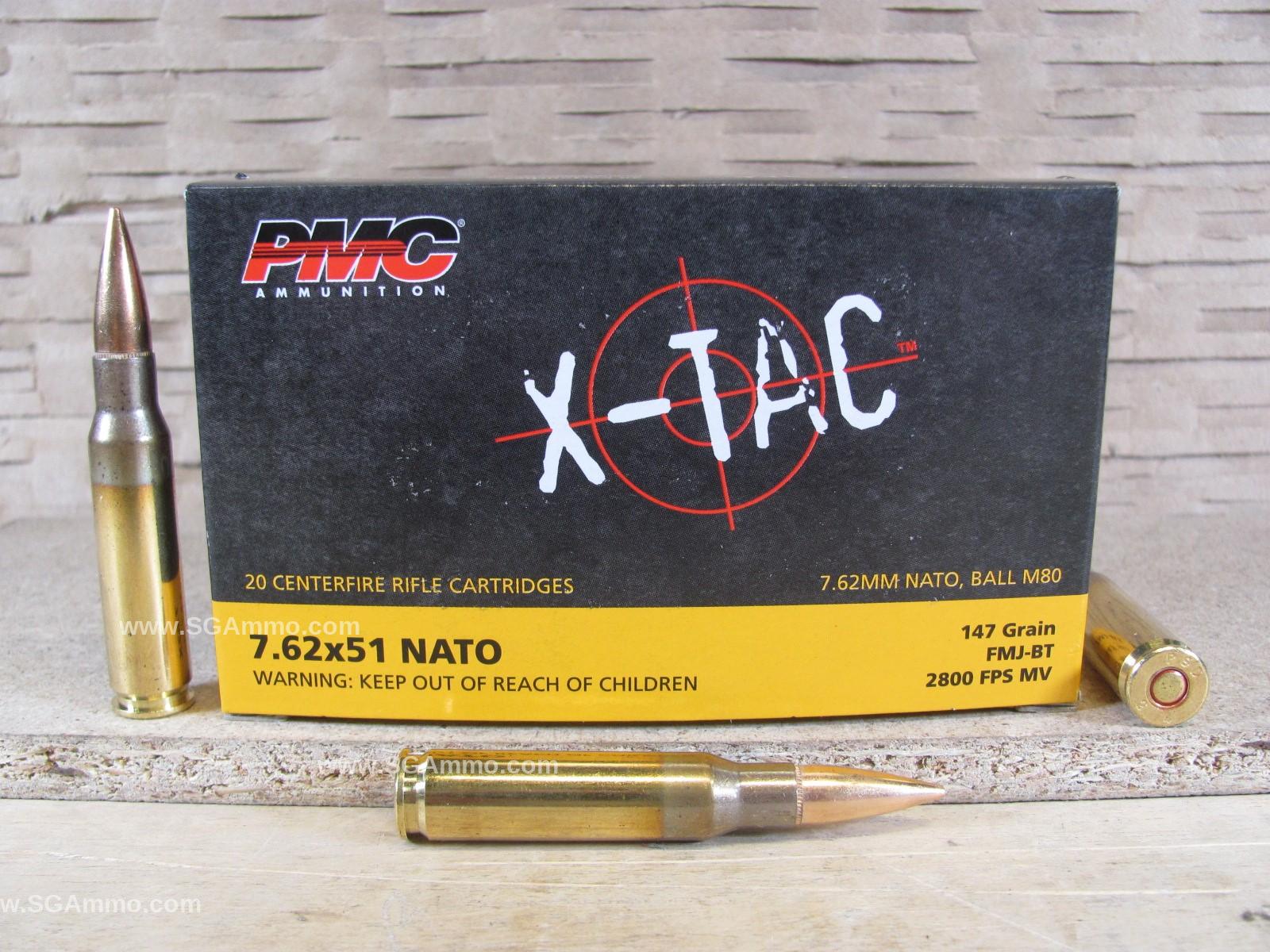 7.62x51 Nato 147 Grain FMJ PMC X-TAC Ammo - 7.62X