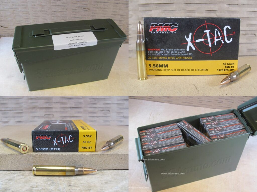 500 Round Can – 5.56 PMC X-TAC XP193 55 Grain FMJ M193 Ammunition