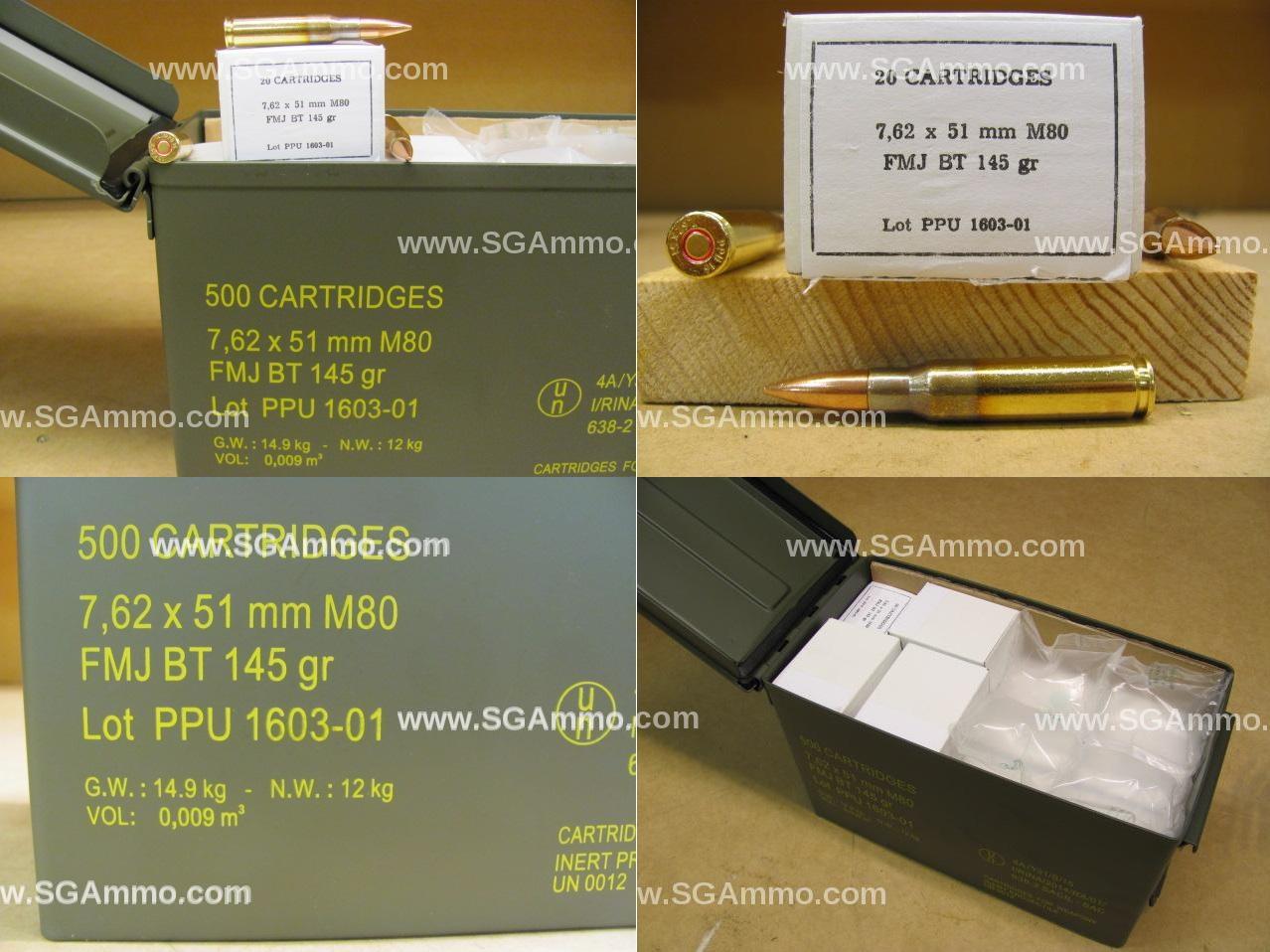 7.62x51 M80 FMJ-BT 145 Grain Ammo By Prvi Partizan - PPRM762M