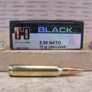20 Round Box - 5.56 NATO 75 Grain Interlock HD SBR Soft Point Hornady Black Ammo - 81296