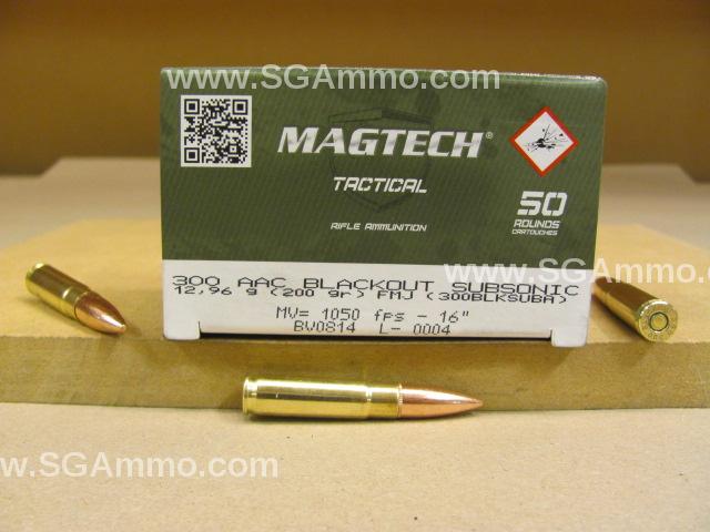 50 round box of 300 AAC Subsonic 200 Grain FMJ Magtech Ammo - 300BLKSUBA