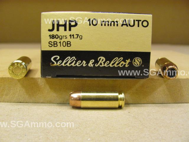 10mm Auto 180 Grain JHP Hollow Point Sellier Bellot Ammo - SB10B
