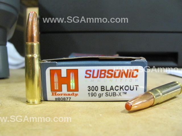 300 Blackout 190 Grain Sub-X Hornady Subsonic Ammo - 80877