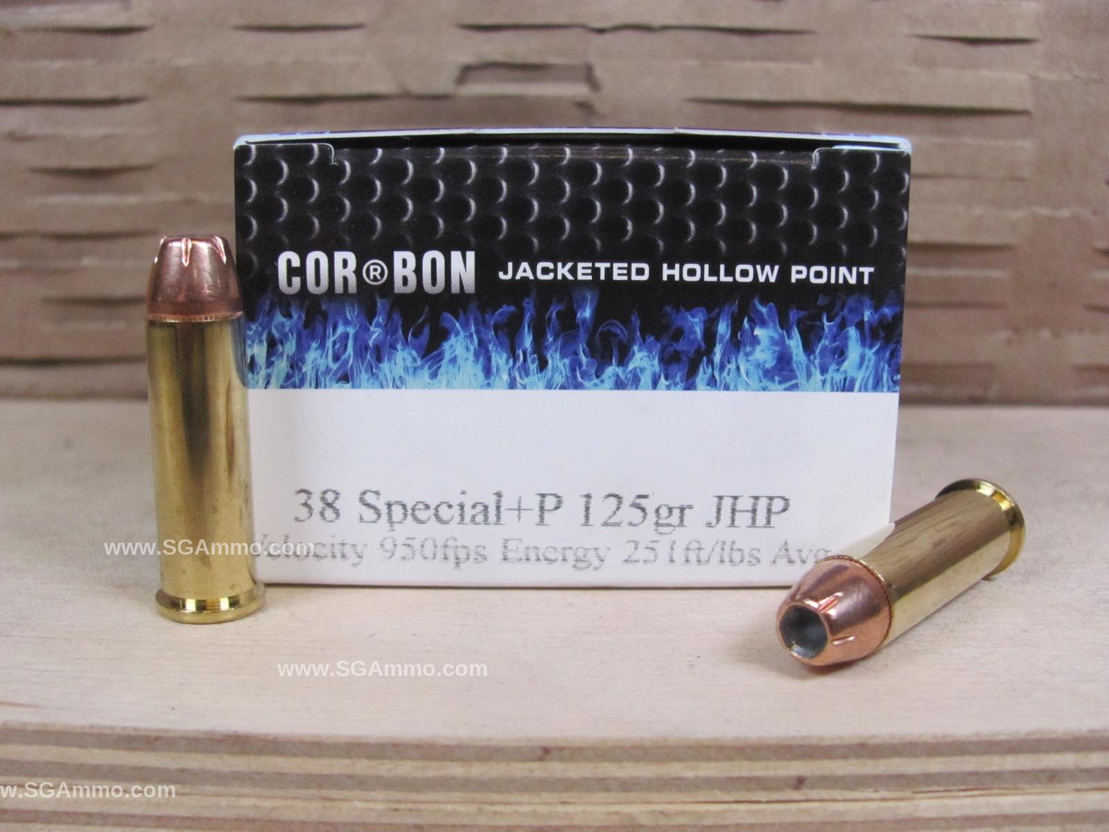 38 Special +P 125 Grain JHP Hollow Point Corbon Ammo - SD38125/20