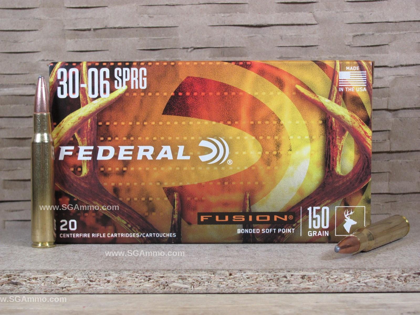 30-06 Spring. 150 Grain Soft Point Federal Fusion Ammo - F3006FS1