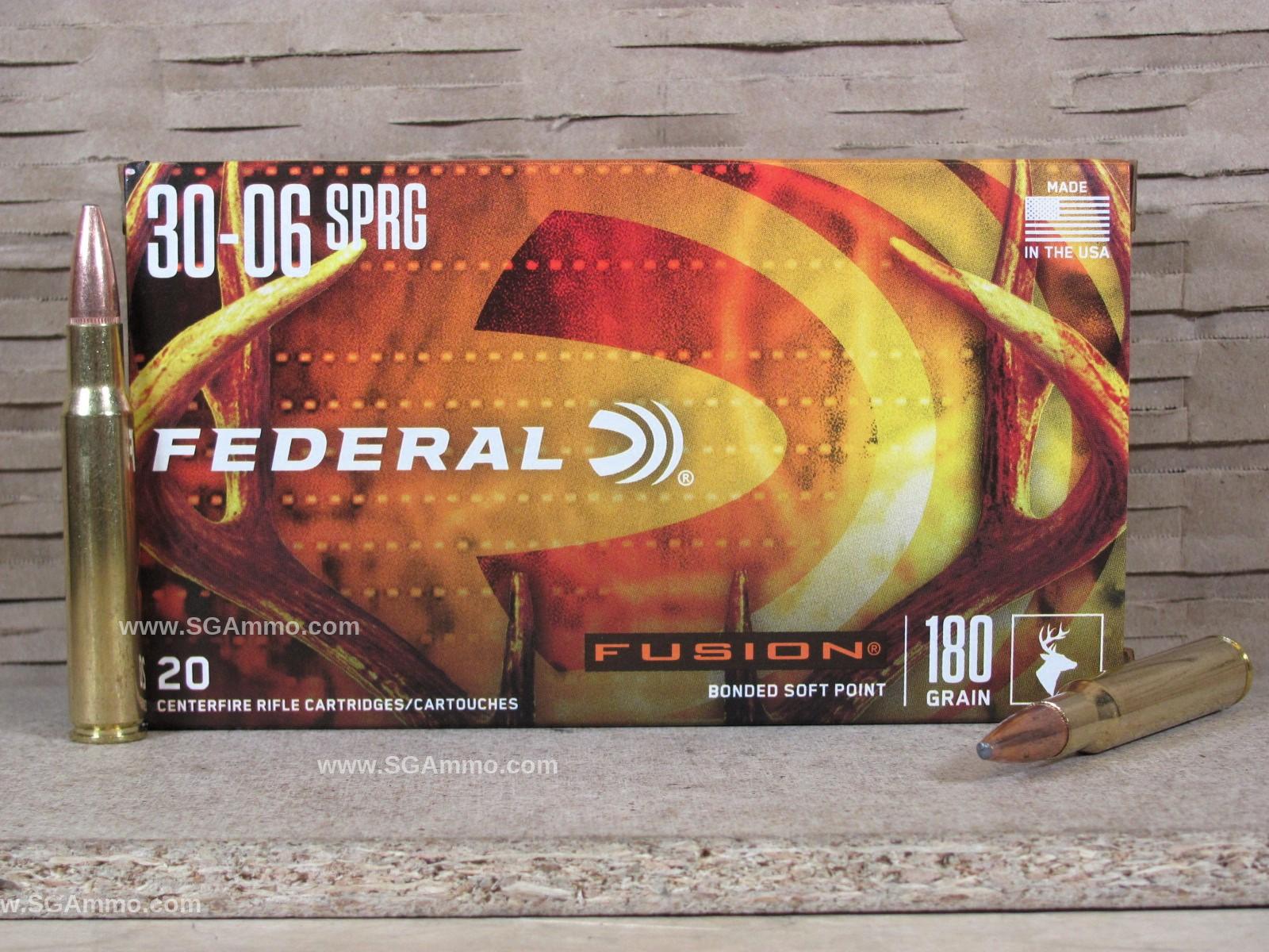 30-06 Spring. 180 Grain Soft Point Federal Fusion Ammo - F3006FS3
