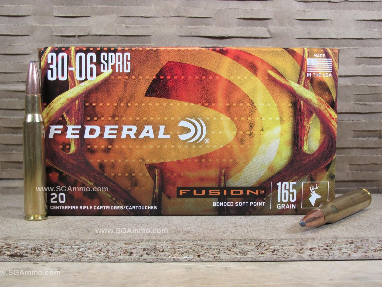 30-06 Spring. 165 Grain Soft Point Federal Fusion Ammo - F3006FS2