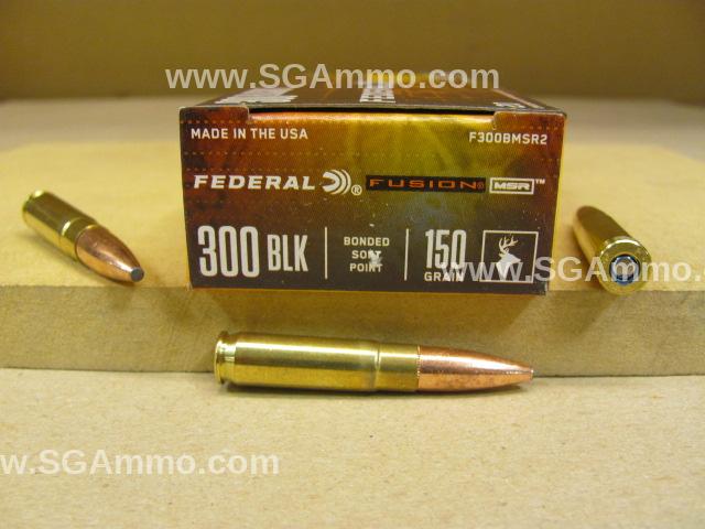 300 Blackout Federal Fusion 150 Grain Bonded Soft Point Ammo - F300BMSR2