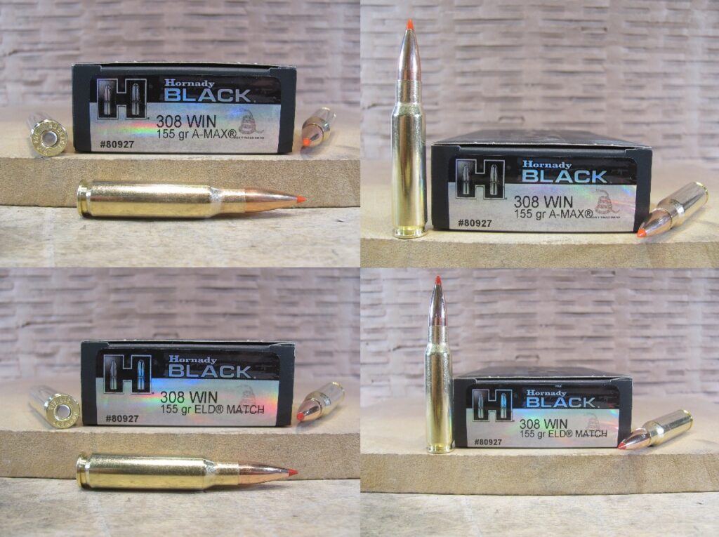 20 Round Box – 308 Win 155 Grain A-Max or ELD Match Hornady Black