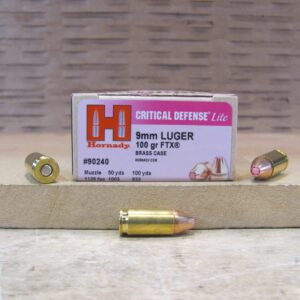 25 Round Box - 9mm Luger 100 Grain Hornady FTX Critical Defense Lite Ammo - 90240