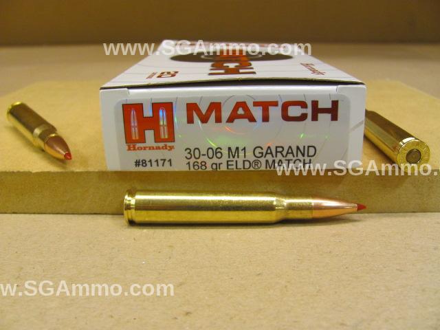 30-06 M1 Garand 168 Grain Hornady ELD Match Ammo - 81171
