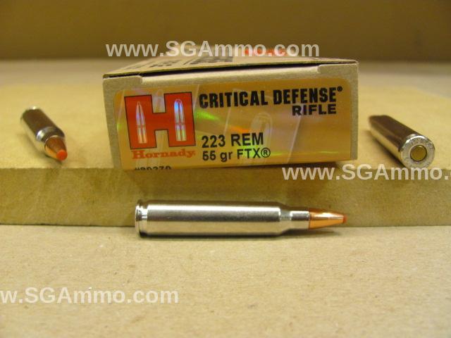 223 Rem 55 Grain FTX Hornady Critical Defense Rifle Ammo - 80270