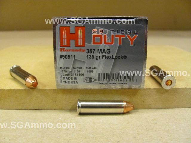 357 Magnum 135 Grain FlexLock Hornady Critical Duty Ammo - 90511
