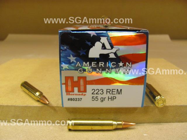 223 Rem 55 Grain HP Hornady American Gunner Ammo - 80237