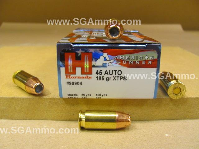 45 Auto 185 Grain XTP Hornady American Gunner Ammo - 90904
