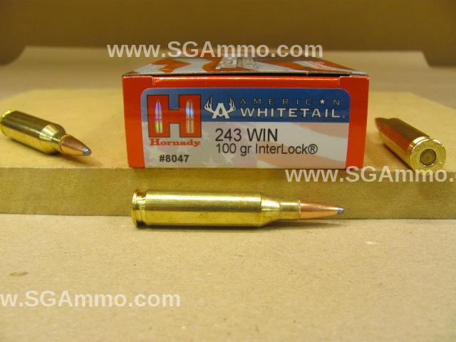 243 Win 100 Grain InterLock Hornady American Whitetail Ammo - 8047