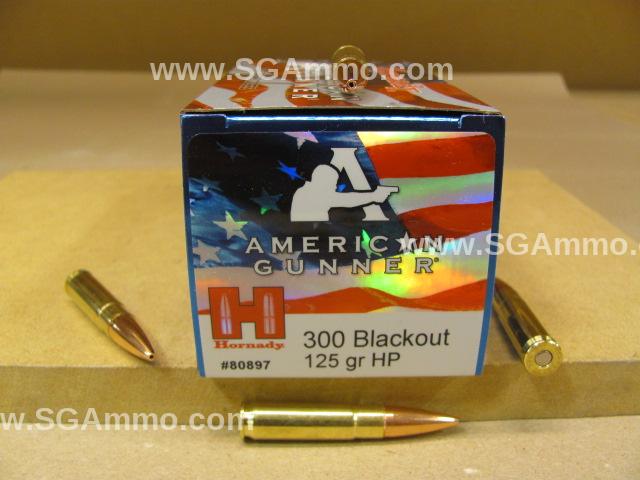 300 Blackout 125 Grain HP Hornady American Gunner Ammo - 80897