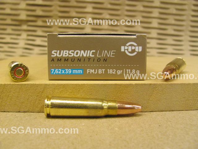 7.62x39 182 Grain FMJBT Prvi Partizan Subsonic Line Ammo - PPS76239