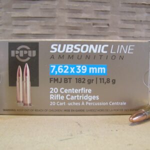 20 Round Box - 7.62x39 182 Grain FMJBT Prvi Partizan Subsonic Line Ammo - PPS76239 - READ DESCRIPTION
