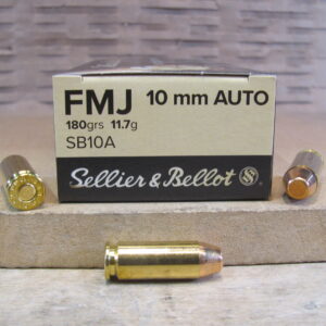 50 Round Box - 10mm Auto 180 Grain FMJ Ammo By Sellier Bellot - SB10A