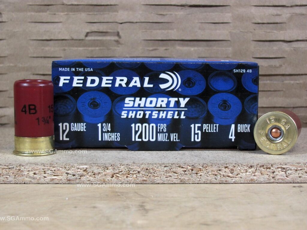 10 Round Box - 12 Gauge 1 3/4 Inch 15 Pellet 4 Buck 1200 FPS Federal Shorty Shotshell Ammo - SH1294B - Premium Ammo For Sale | In Stock | SG Ammo