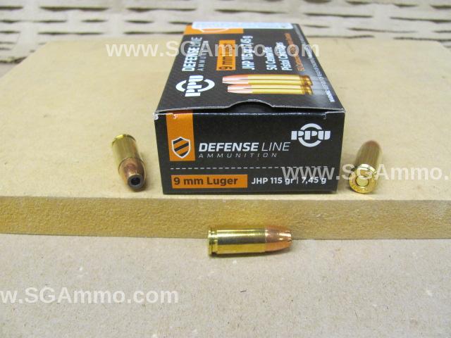 9mm Luger 115 Grain Jacketed Hollow Point Brass Case Prvi Partizan Ammo - PPD91
