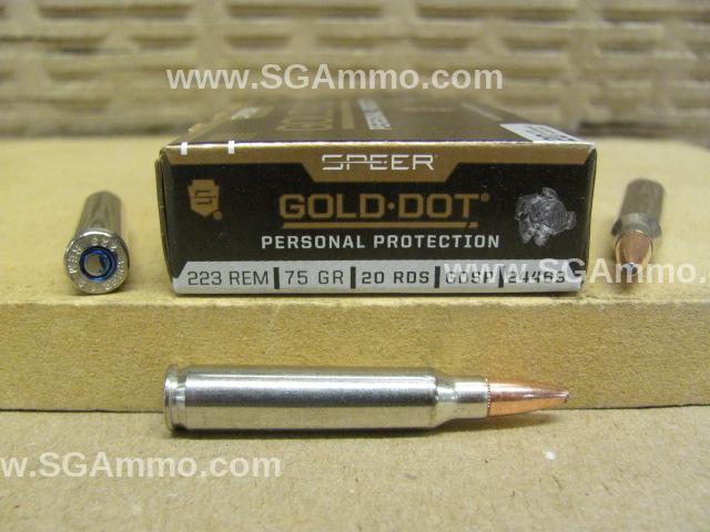 223 Rem Speer Gold Dot 75 Grain GDSP Soft Point Ammo - 24469