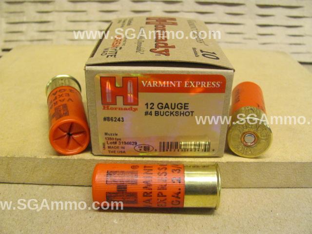 12 Gauge 2-3/4 Inch Number 4 Buckshot Varmint Express Hornady Ammo - 86243