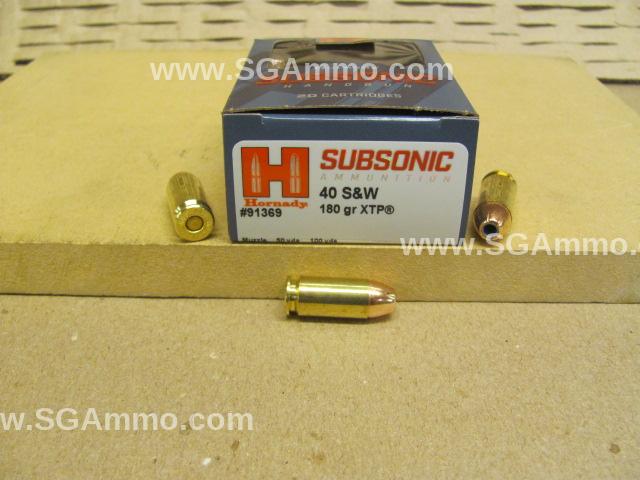 40 SW 180 Grain XTP Hornady Subsonic Ammo - 91369
