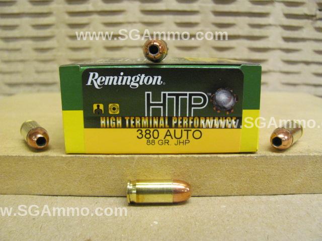 380 Auto 88 Grain JHP Remington HTP Ammo - RTP380A1A